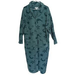 Moon Stars XL‎ Fleece Robe Sleepwear Intimate Moments Women’s Button Up 1X READ